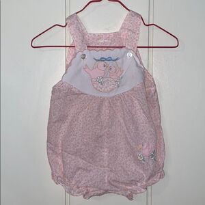 Vintage‎ pink sun suit with embroidered birds